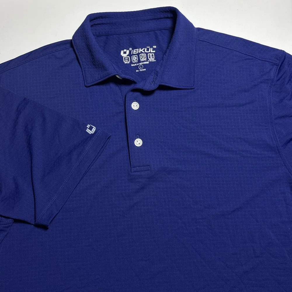 IBKUL Cooling Performance Polo Shirt Mens L UPF 50+ Navy Blue Summer Vacation